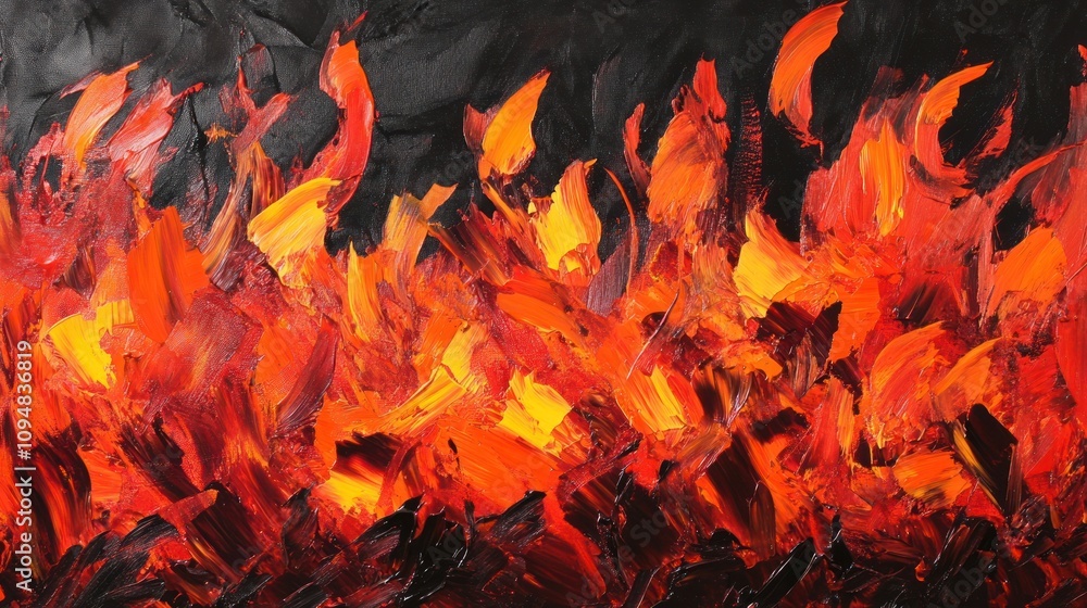Fiery Inferno: An Abstract Oil Painting of Burning Embers Fiery Inferno: An Abstract Oil Painting of Burning Embers