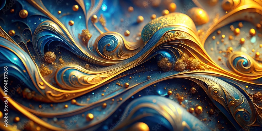 A Stunning Artistic Representation of Blue and Gold Swirls with Golden Accents Perfect for Home Decor and Unique Art Collections A Stunning Artistic Representation of Blue and Gold Swirls with Golden Accents Perfect for Home Decor and Unique Art Collections
