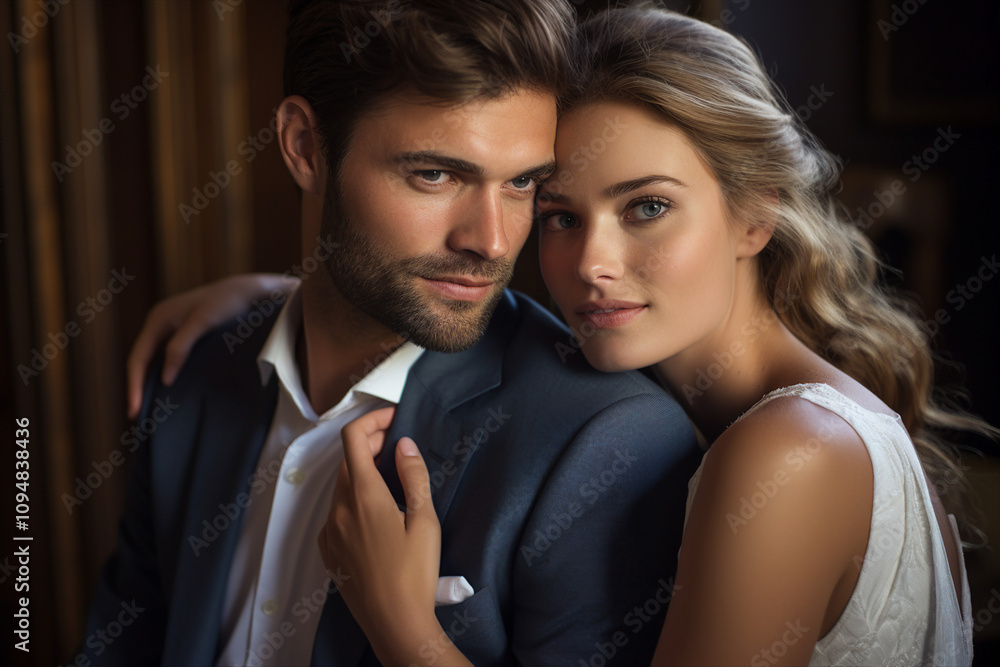 Valentine day celebration conceptual illustration made with generative AI, affectionate couple in love Valentine day celebration conceptual illustration made with generative AI, affectionate couple in love