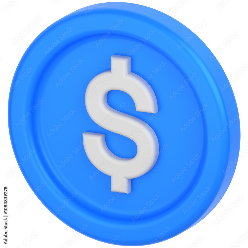 3D icon of a Dollar coin 3D icon of a Dollar coin