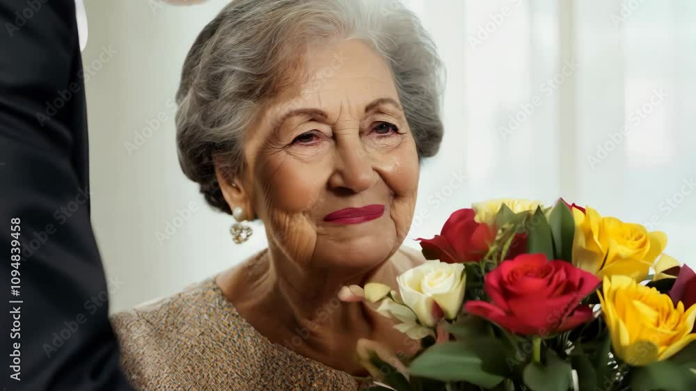 Smiling elderly woman enjoying a sunny moment Smiling elderly woman enjoying a sunny moment