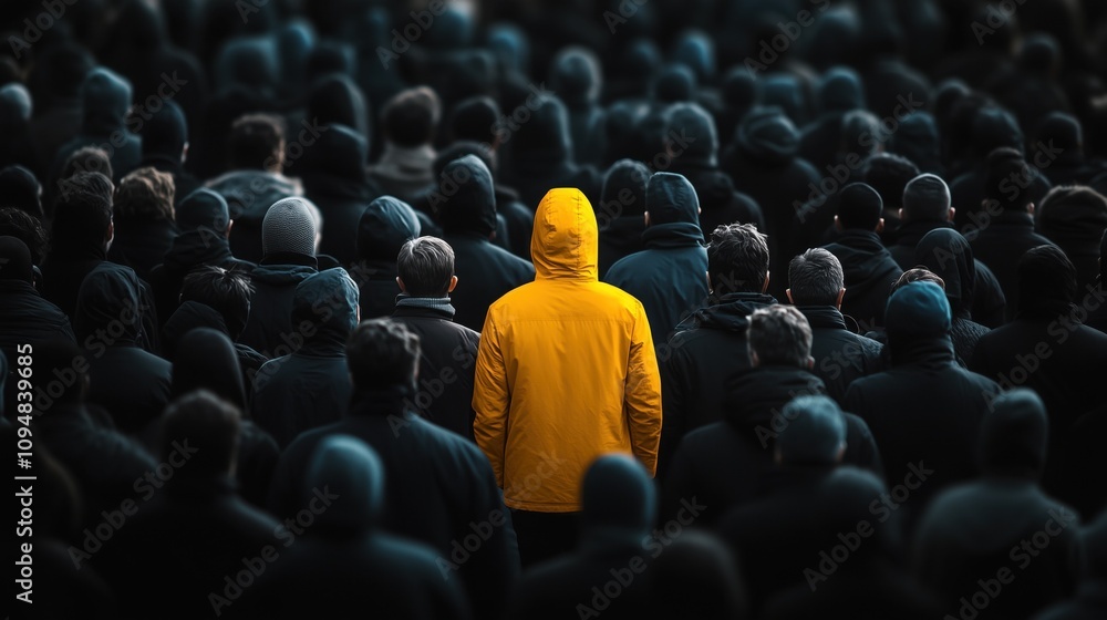 Obraz premium Lonely figure in a crowd