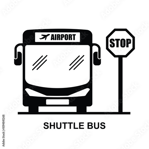 Airport shuttle bus icon. Airport transport service isolated on background vector illustration.