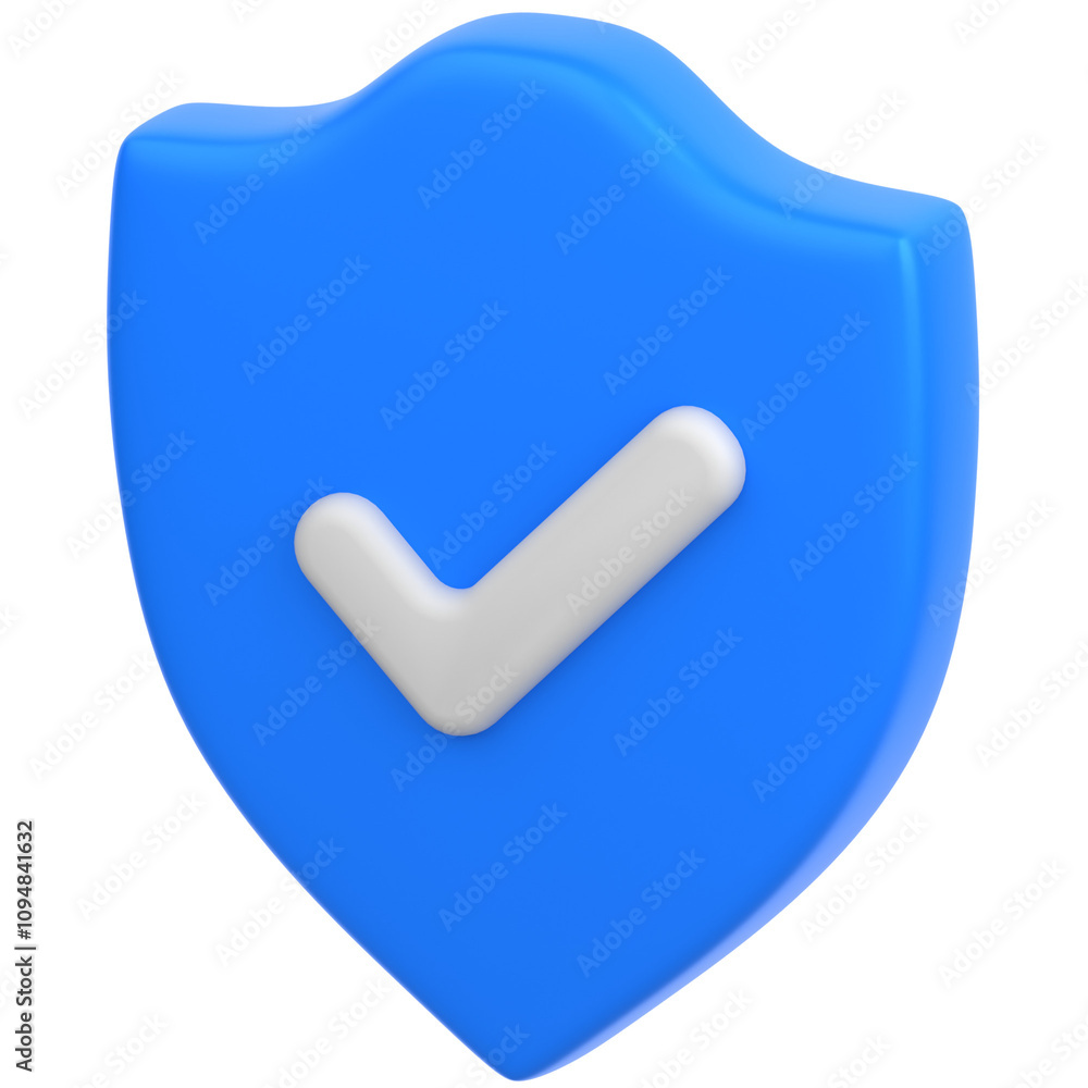 3D icon of a shield with tick 3D icon of a shield with tick