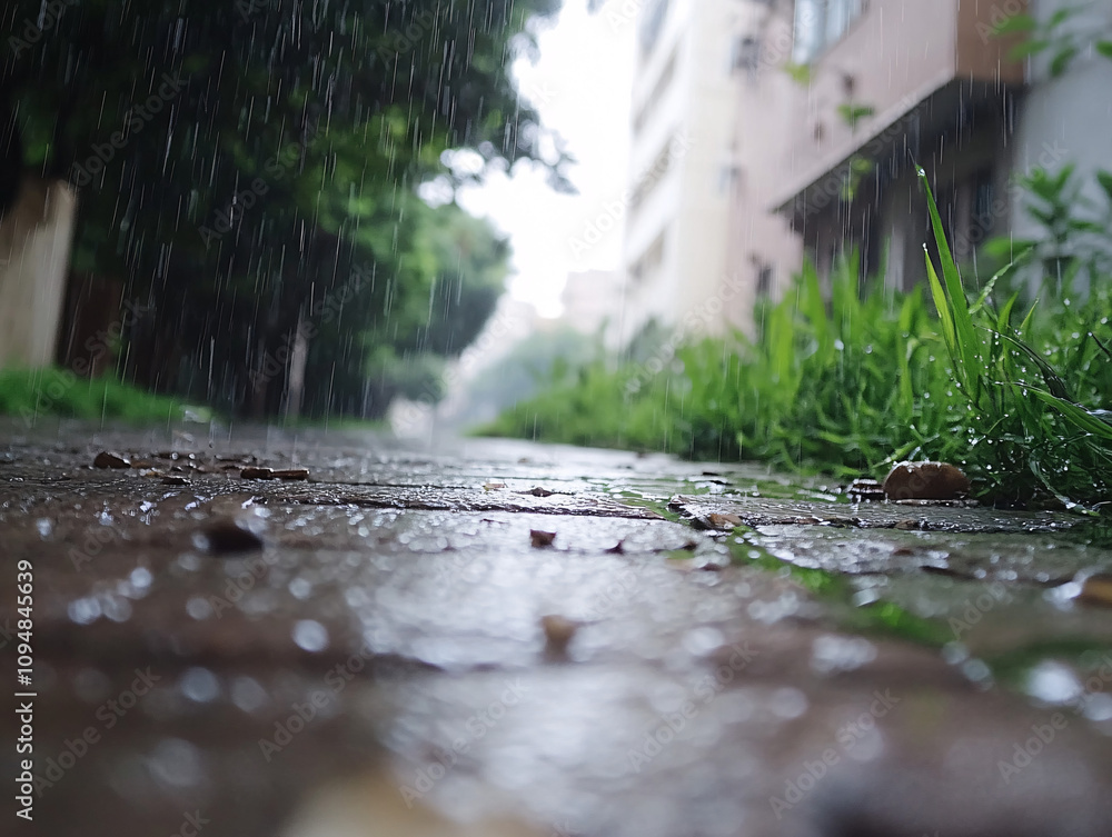 Rain-Soaked Urban and Natural Scenes with Reflections, Lush Greenery, and Soft Light Capturing the Freshness and Serenity of Post-Rain Environments Rain-Soaked Urban and Natural Scenes with Reflections, Lush Greenery, and Soft Light Capturing the Freshness and Serenity of Post-Rain Environments
