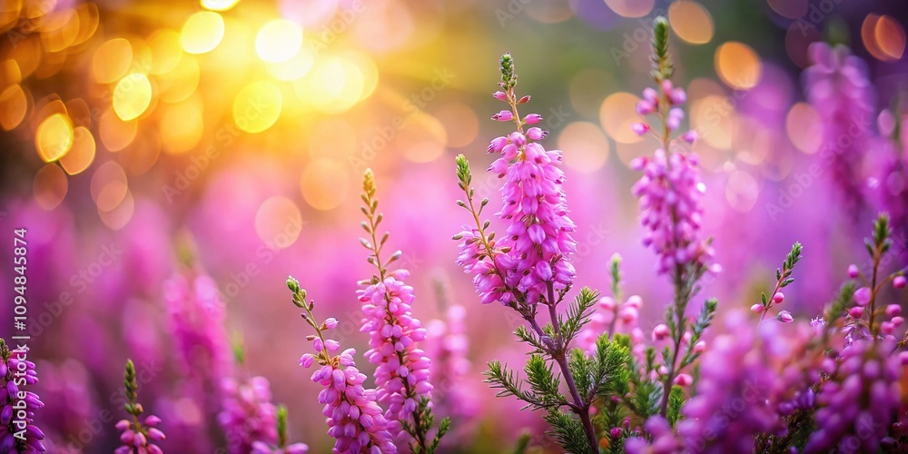 Bokeh Effect of Vibrant Plant Heather Flowers in a Serene Garden Setting with Soft Focus and Dreamy Background, Perfect for Nature Lovers and Floral Enthusiasts Bokeh Effect of Vibrant Plant Heather Flowers in a Serene Garden Setting with Soft Focus and Dreamy Background, Perfect for Nature Lovers and Floral Enthusiasts
