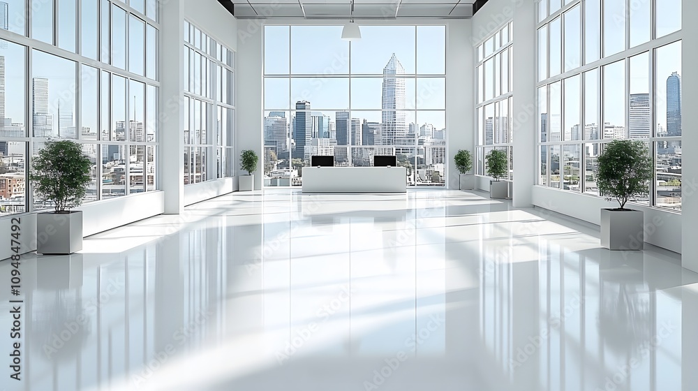 Professional office design with minimalist touches, a clean workspace, and decor suited for virtual conferencing Professional office design with minimalist touches, a clean workspace, and decor suited for virtual conferencing