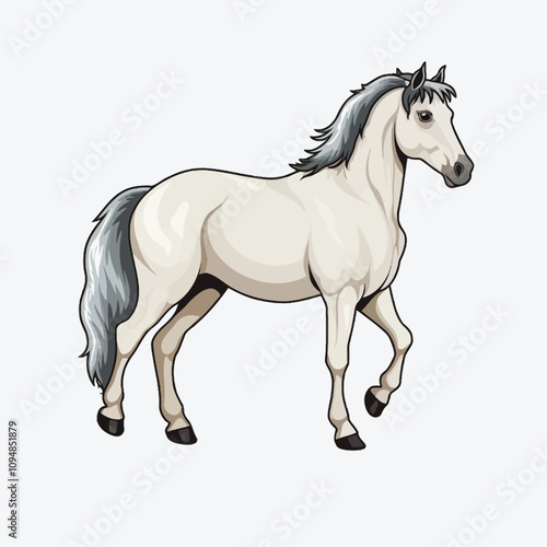 White Horse Vector Illustration Isolated on White