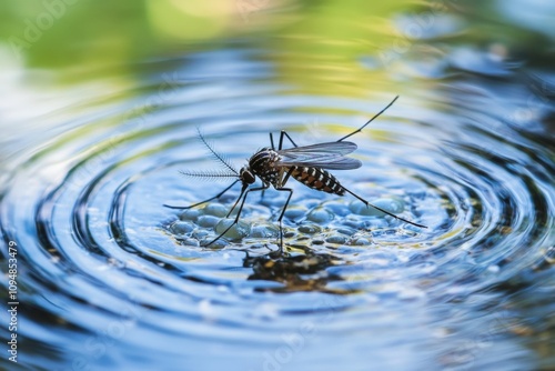 Aedes mosquito laying eggs
