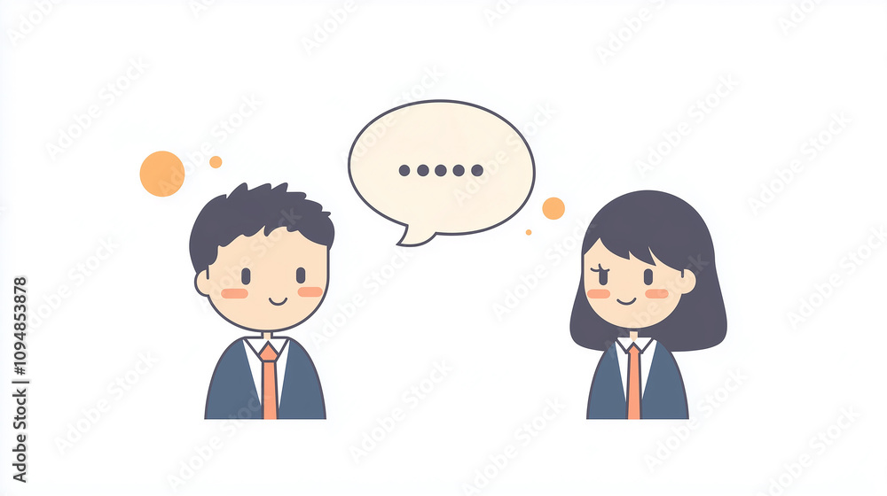 Business man and woman flat vector illustration with speach bubble, business background concept Business man and woman flat vector illustration with speach bubble, business background concept
