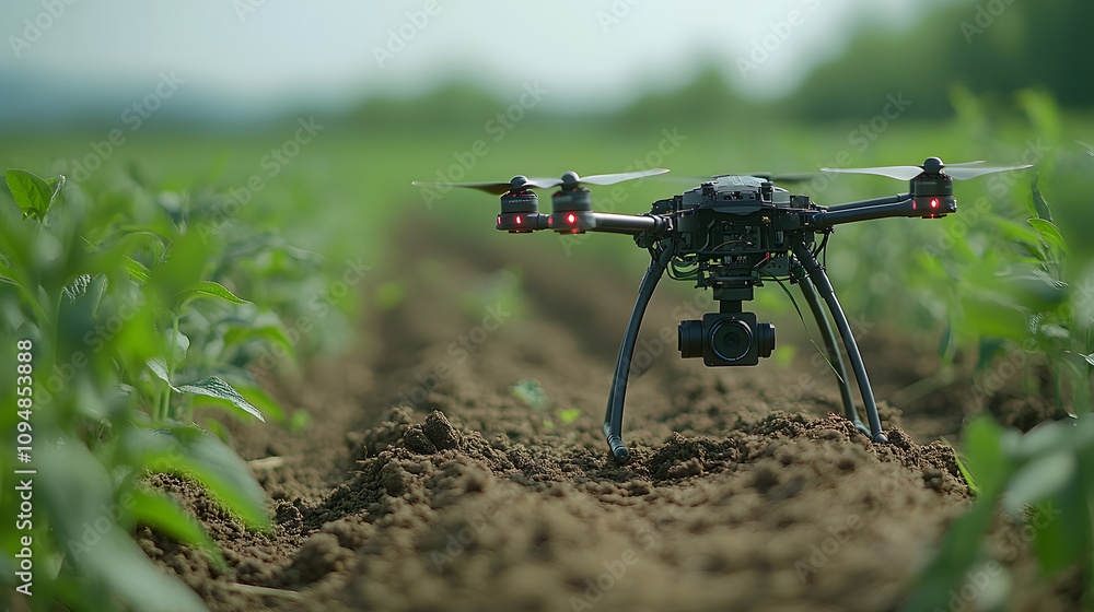 A drone flying over an agricultural field, utilizing AI technology to monitor and analyze crops, showcasing the fusion of modern technology with farming practices to enhance efficiency and sustainabil A drone flying over an agricultural field, utilizing AI technology to monitor and analyze crops, showcasing the fusion of modern technology with farming practices to enhance efficiency and sustainabil