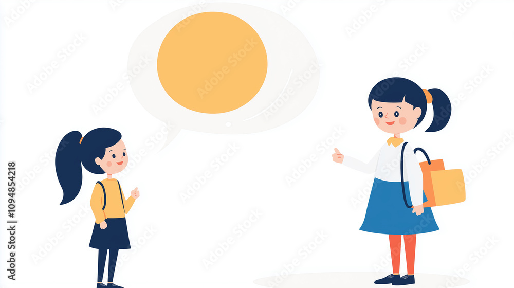 Business man and woman flat vector illustration with speach bubble, business background concept Business man and woman flat vector illustration with speach bubble, business background concept