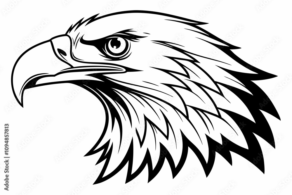 Obraz premium Majestic Eagle Head Silhouette Vector Design with Bold and Clean Lines