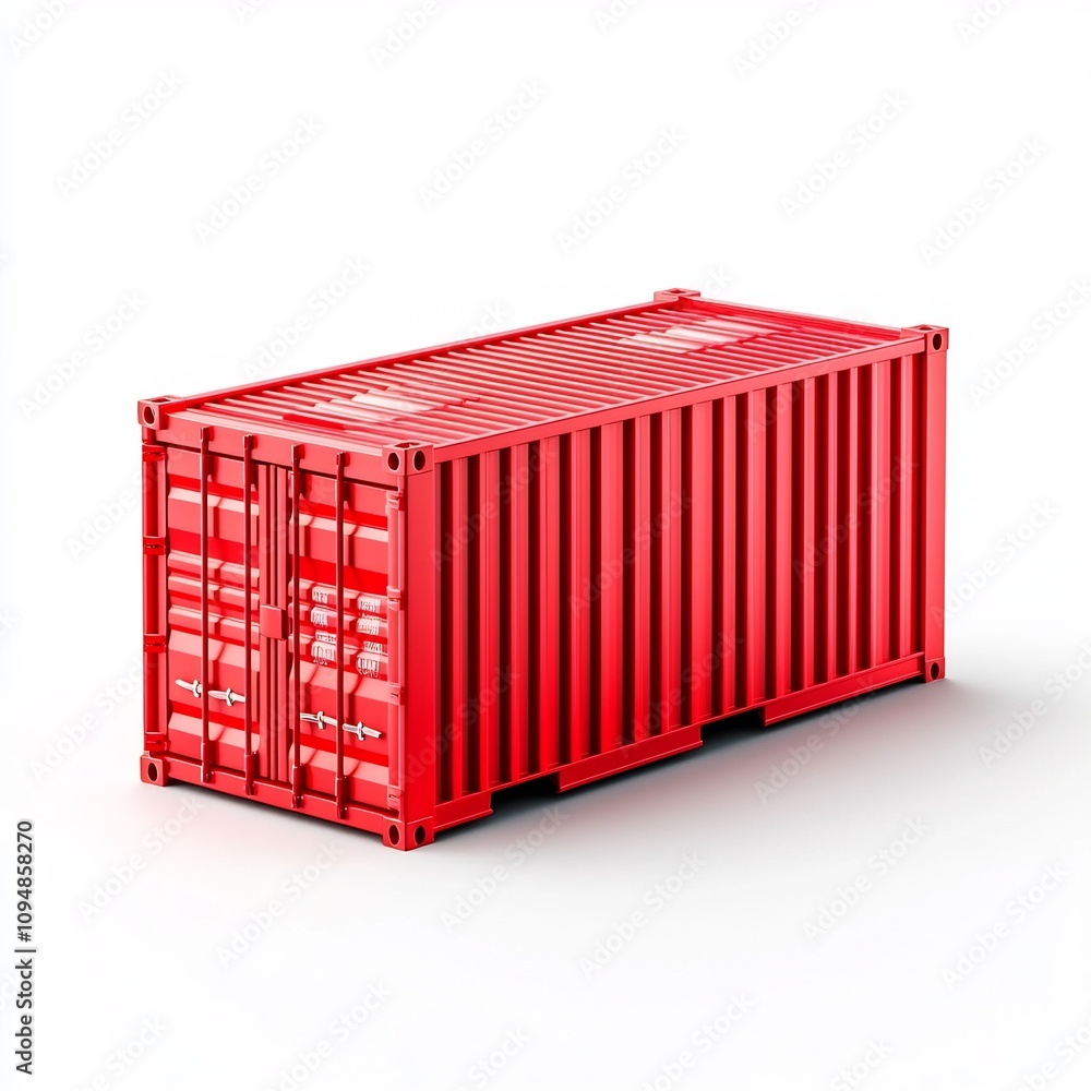 Red Cargo Container 3D Render on White Background for Logistics and Transportation Concept Red Cargo Container 3D Render on White Background for Logistics and Transportation Concept