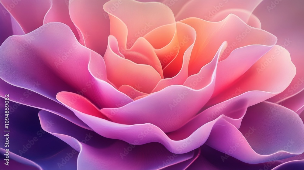 A vibrant close-up of a blooming rose, showcasing layers of soft petals in hues of pink and purple, exuding beauty and elegance in nature. A vibrant close-up of a blooming rose, showcasing layers of soft petals in hues of pink and purple, exuding beauty and elegance in nature.