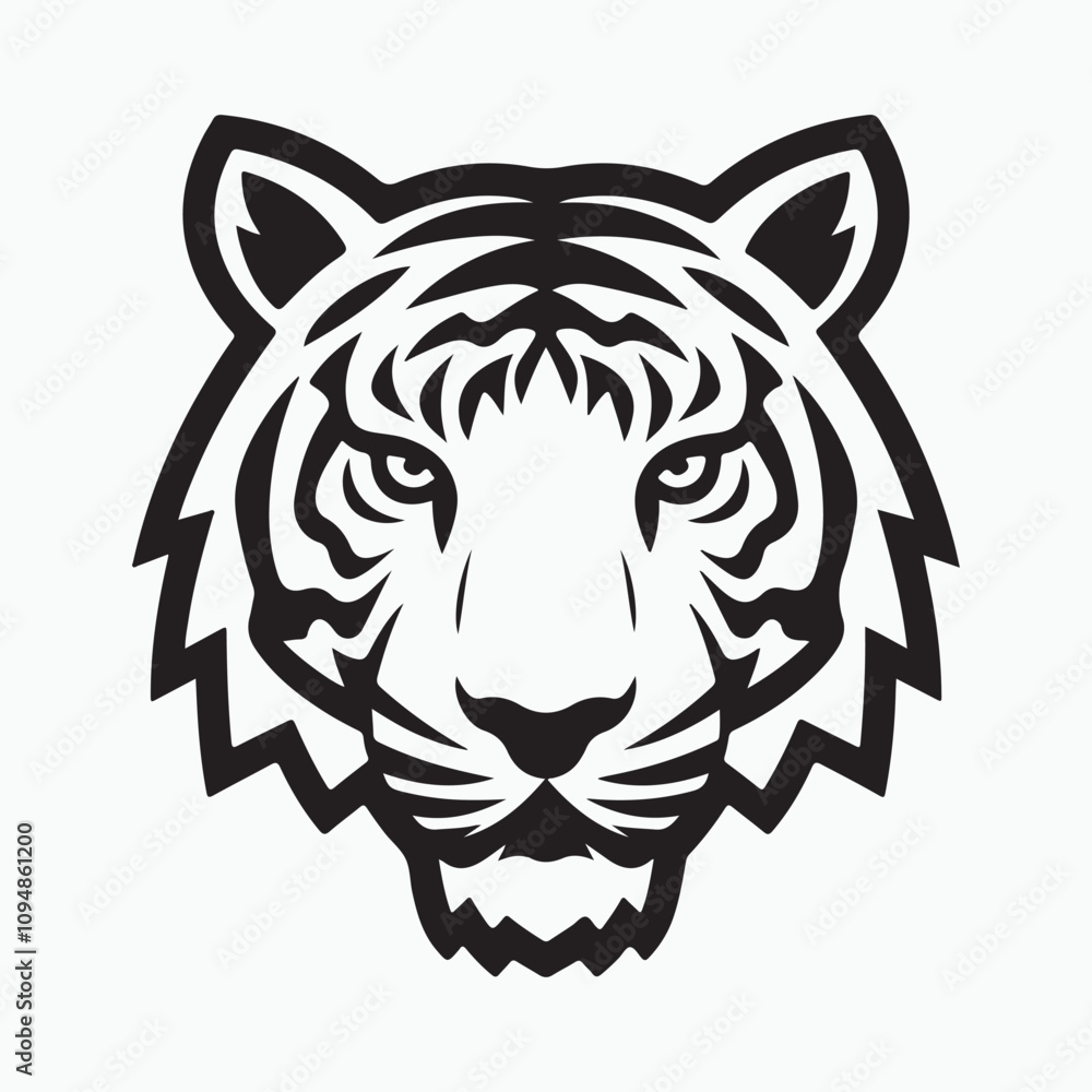 Fototapeta premium Tiger head vector icon art.