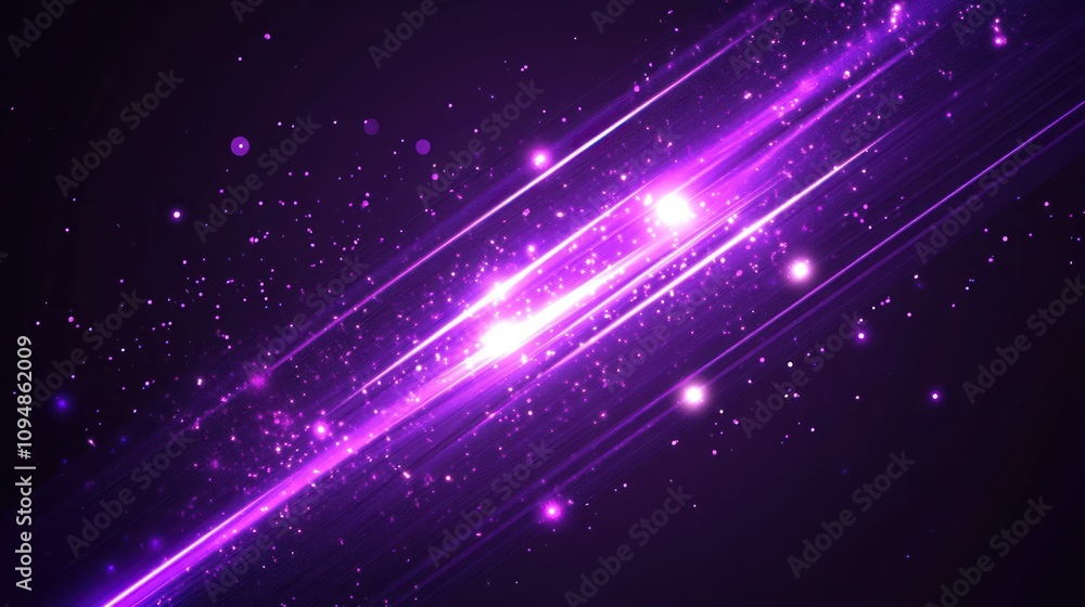 Obraz premium Purple Light Streaks Background: Abstract Cosmic Sparkle
