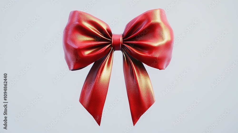 Red ribbon and bow with gold isolated against a white background Red ribbon and bow with gold isolated against a white background
