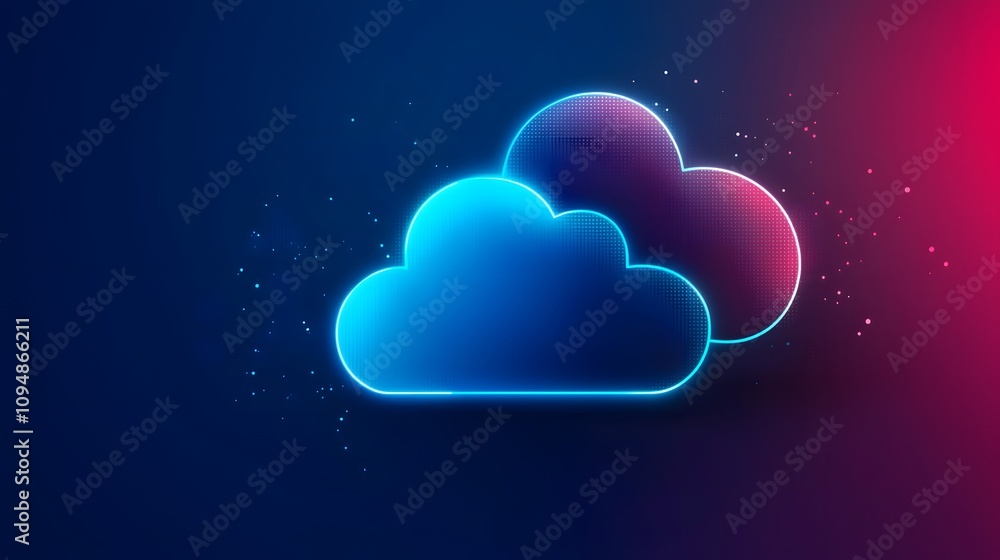 Advanced data management concept with glowing cloud storage icons and bold digital pathways Advanced data management concept with glowing cloud storage icons and bold digital pathways