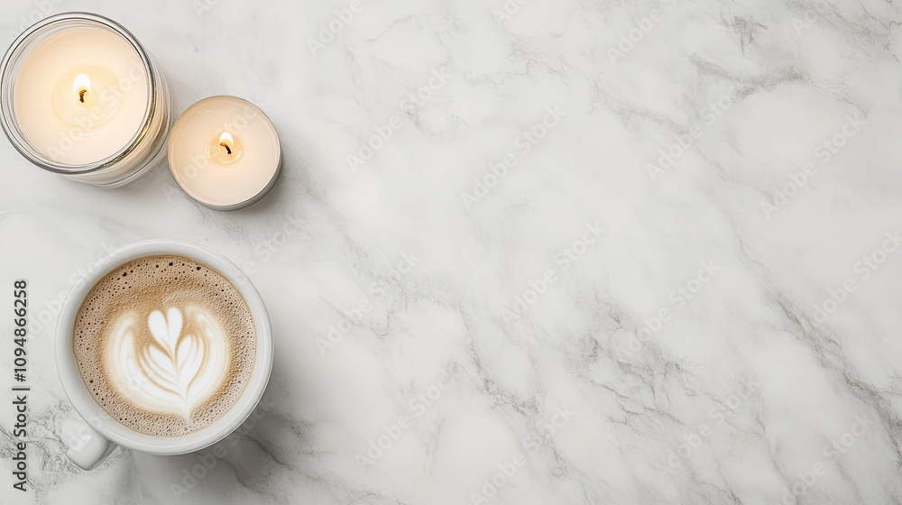 Flat lay composition featuring coffee cups, stationery, and a small plant, providing a calm and minimalist aesthetic for creative use Flat lay composition featuring coffee cups, stationery, and a small plant, providing a calm and minimalist aesthetic for creative use