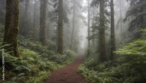 A Narrow Trail Surrounded by Dense Forest