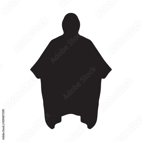 Emergency Rain Survival Blanket Silhouette Vector Illustration
