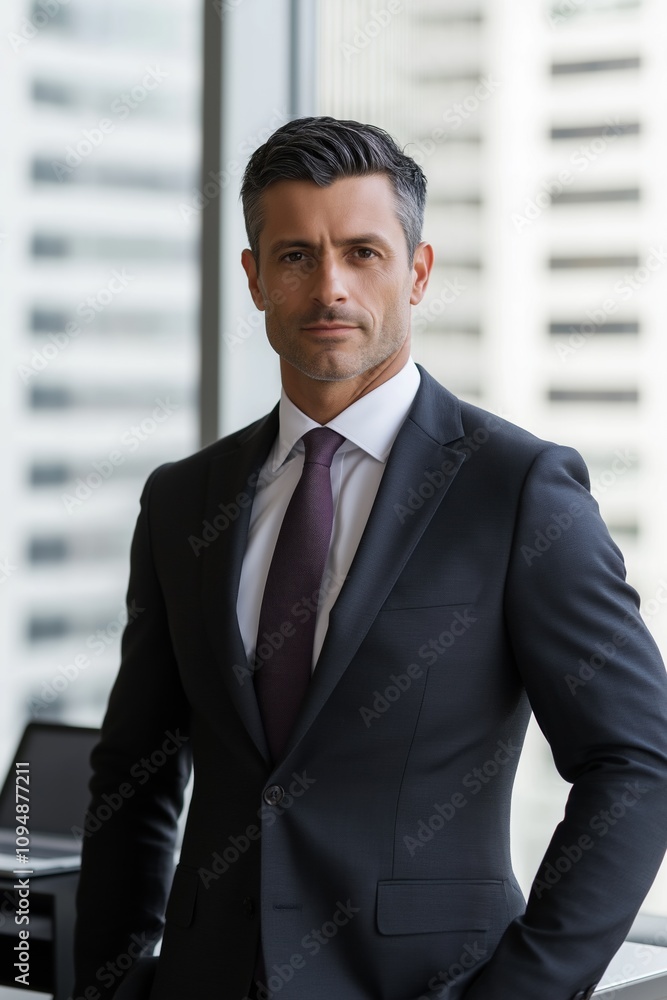 A man in a suit and tie stands in front of a window. He is wearing a tie with a zebra print A man in a suit and tie stands in front of a window. He is wearing a tie with a zebra print