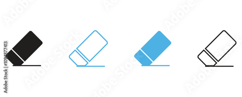 Eraser icon vector set, solid eraser icon vector set in flat style isolated on white background.