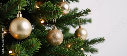 A festive Christmas tree radiating against a brilliant white backdrop during an illuminated celebration