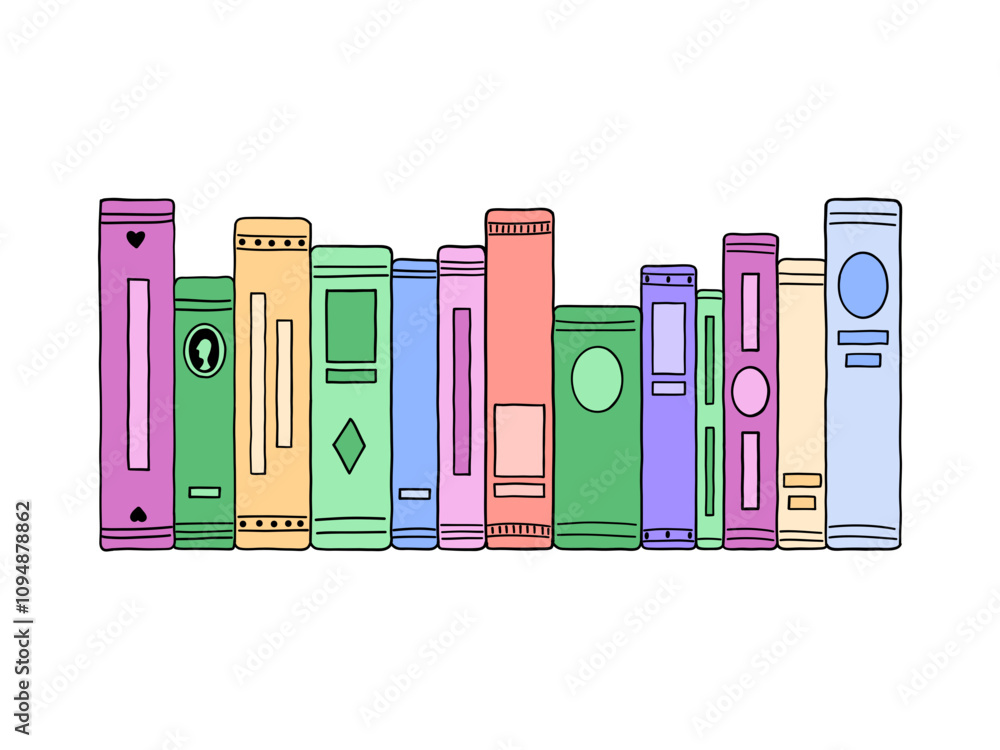 Fototapeta premium Modern Minimalist Colorful Book Row Illustration - SVG