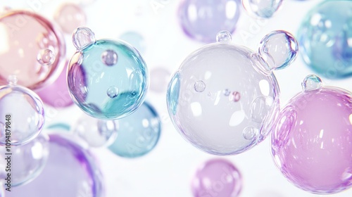 Pastel-colored glass bubbles on a white background