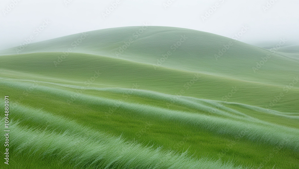 Obraz premium green grassland landscape isolated on white or transparent png
