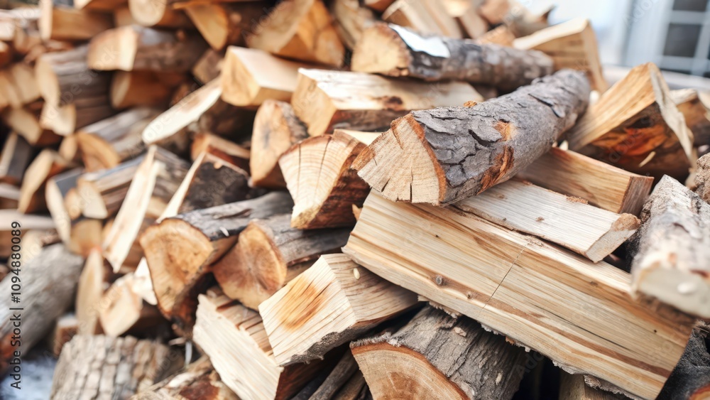 Stacked Firewood Logs With Natural Bark Texture Stacked Firewood Logs With Natural Bark Texture