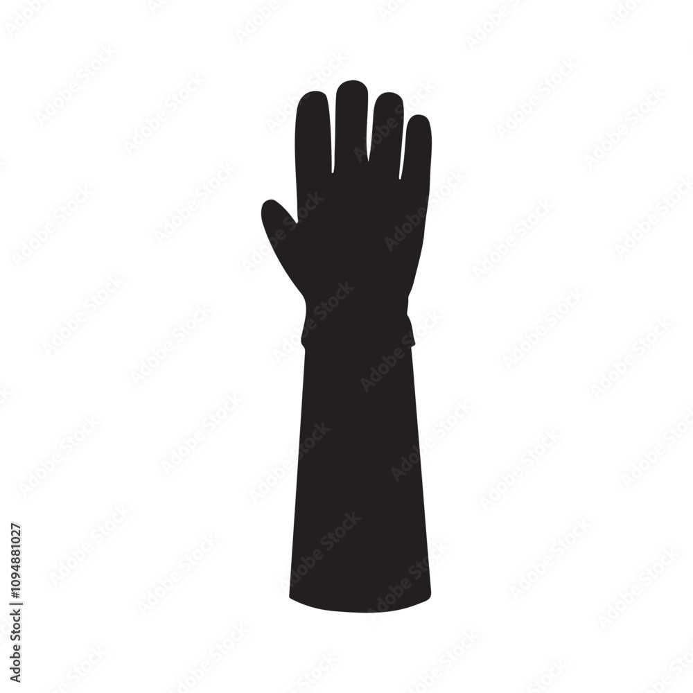 Long Gardening Gloves Silhouette Vector Illustration Long Gardening Gloves Silhouette Vector Illustration