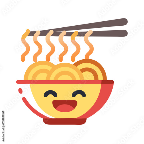 Bowl of noodles with chopsticks icon