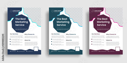 Corporate business flyer with sky blue, green color two shapes layout design