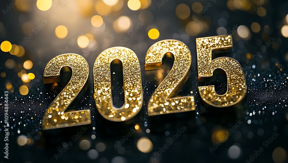 3D golden numbers “2025” on a black background with bokeh lights, symbolizing a New Year celebration, with intricate details and fine resolution.
3D golden numbers “2025” on a black background with bokeh lights, symbolizing a New Year celebration, with intricate details and fine resolution.