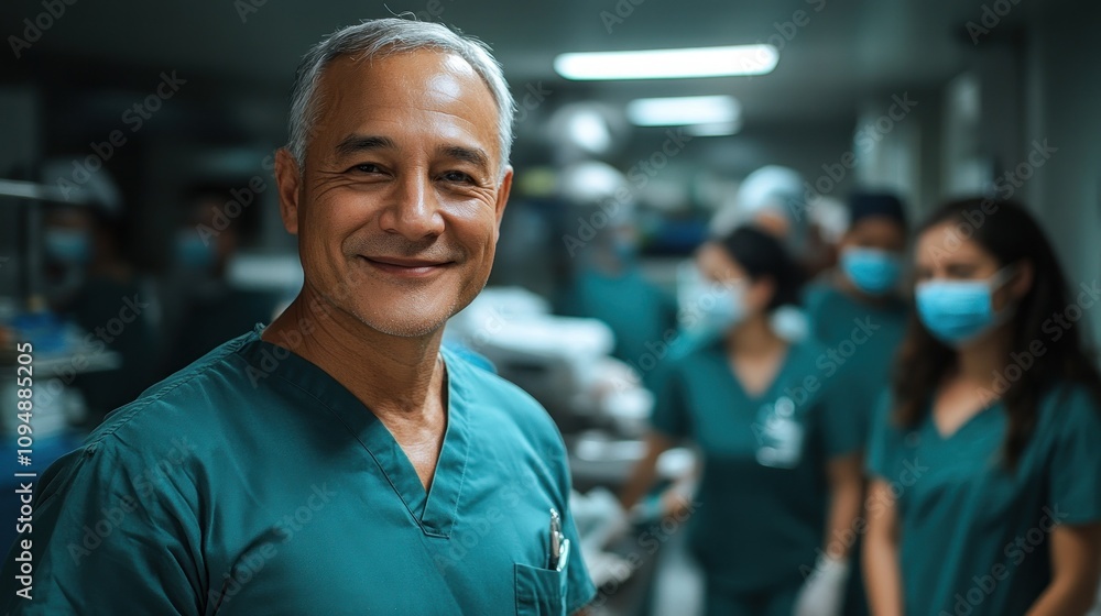 Smiling Male Nurse in Surgical Ward Environment Smiling Male Nurse in Surgical Ward Environment