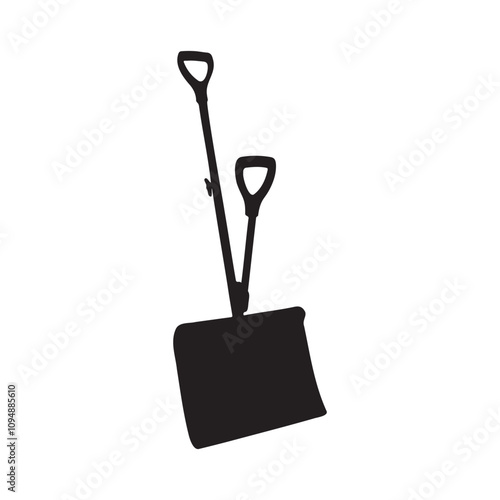 Snow Shovel Silhouette Vector Illustration