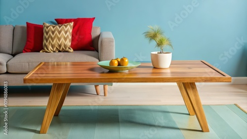 Wallpaper Mural Wooden Coffee Table with Fruit and Plant in a Living Room Torontodigital.ca