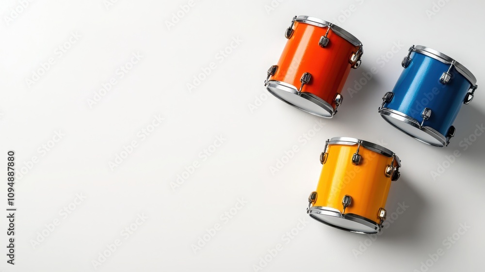 Colorful toy drums on a white isolated background. Colorful toy drums on a white isolated background.