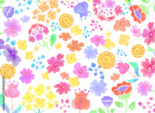 Wallpaper Mural 水彩画タッチのパステル花柄ベクターイラスト Torontodigital.ca