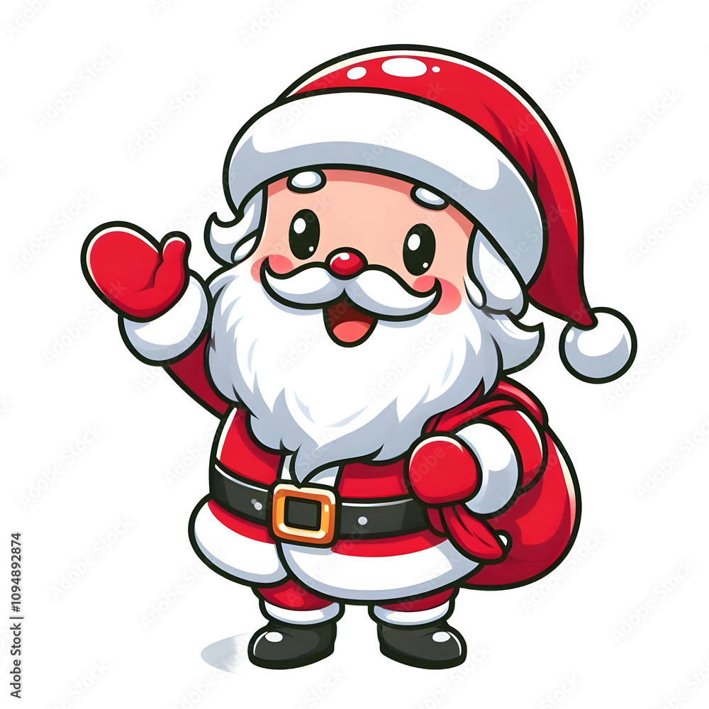 Happy Santa with a gift bag PNG Happy Santa with a gift bag PNG