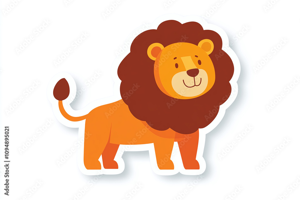 Obraz premium Flat cutout vector sticker of the leo zodiac symbol - a lion, isolated on white background.