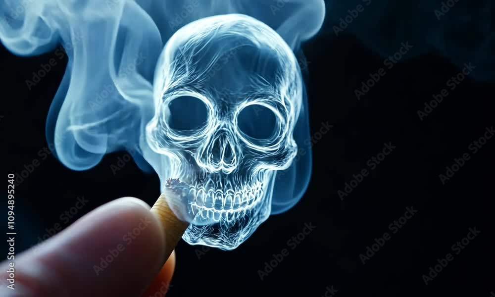 Smoking's Deadly Embrace: A Skull Formed from Cigarette Smoke Smoking's Deadly Embrace: A Skull Formed from Cigarette Smoke