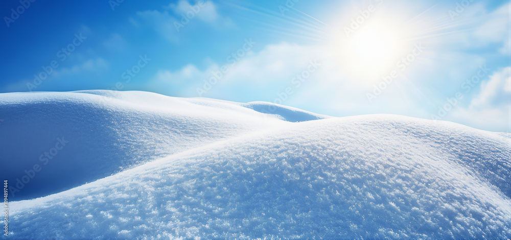 Winter landscape with trees and snow. Sunlit snow landscape. Blue sky and snow. Winter landscape with trees and snow. Sunlit snow landscape. Blue sky and snow.