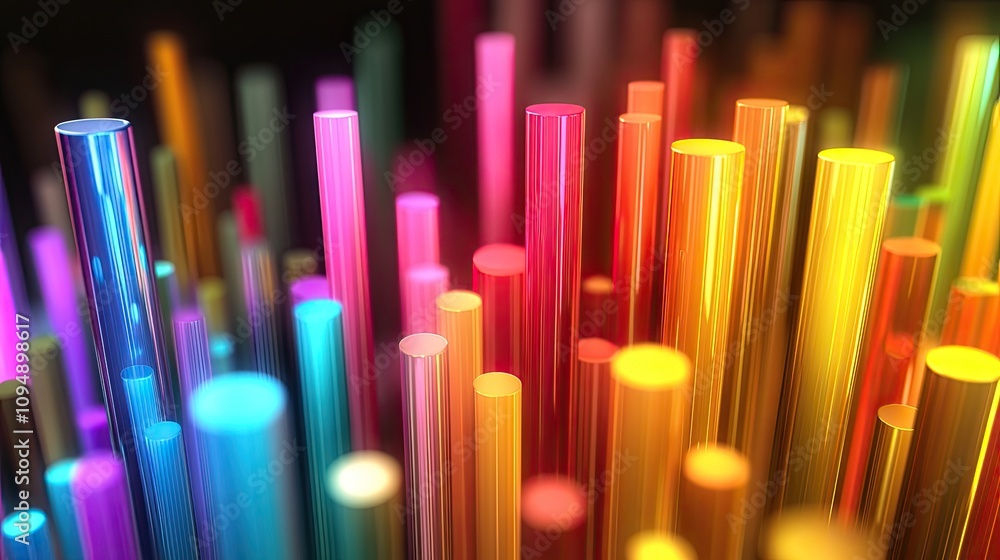 Obraz premium Abstract 3D business chart with glowing segments, [color chart], [symbolizing advanced analytics and financial growth] 