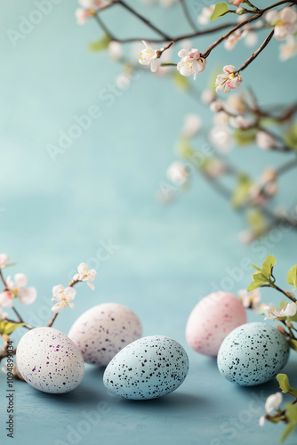 Spring flowers, Happy Easter background. Easter eggs