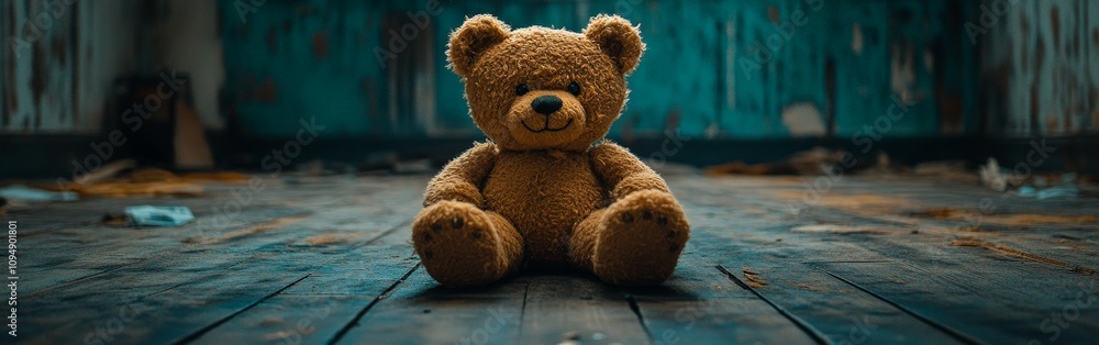 Lonely Teddy Bear in a Dusty Attic with Soft Lighting Lonely Teddy Bear in a Dusty Attic with Soft Lighting