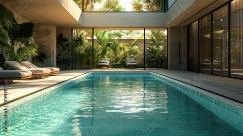 Wallpaper Mural  Indoor swimming pool with tropical plants and modern design
 Torontodigital.ca